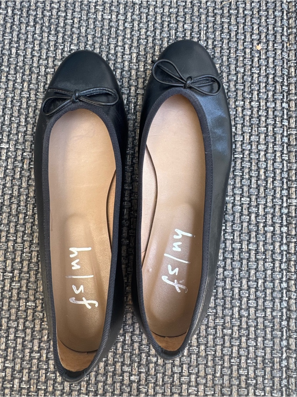 French Sole Black Bow Ballet Flats